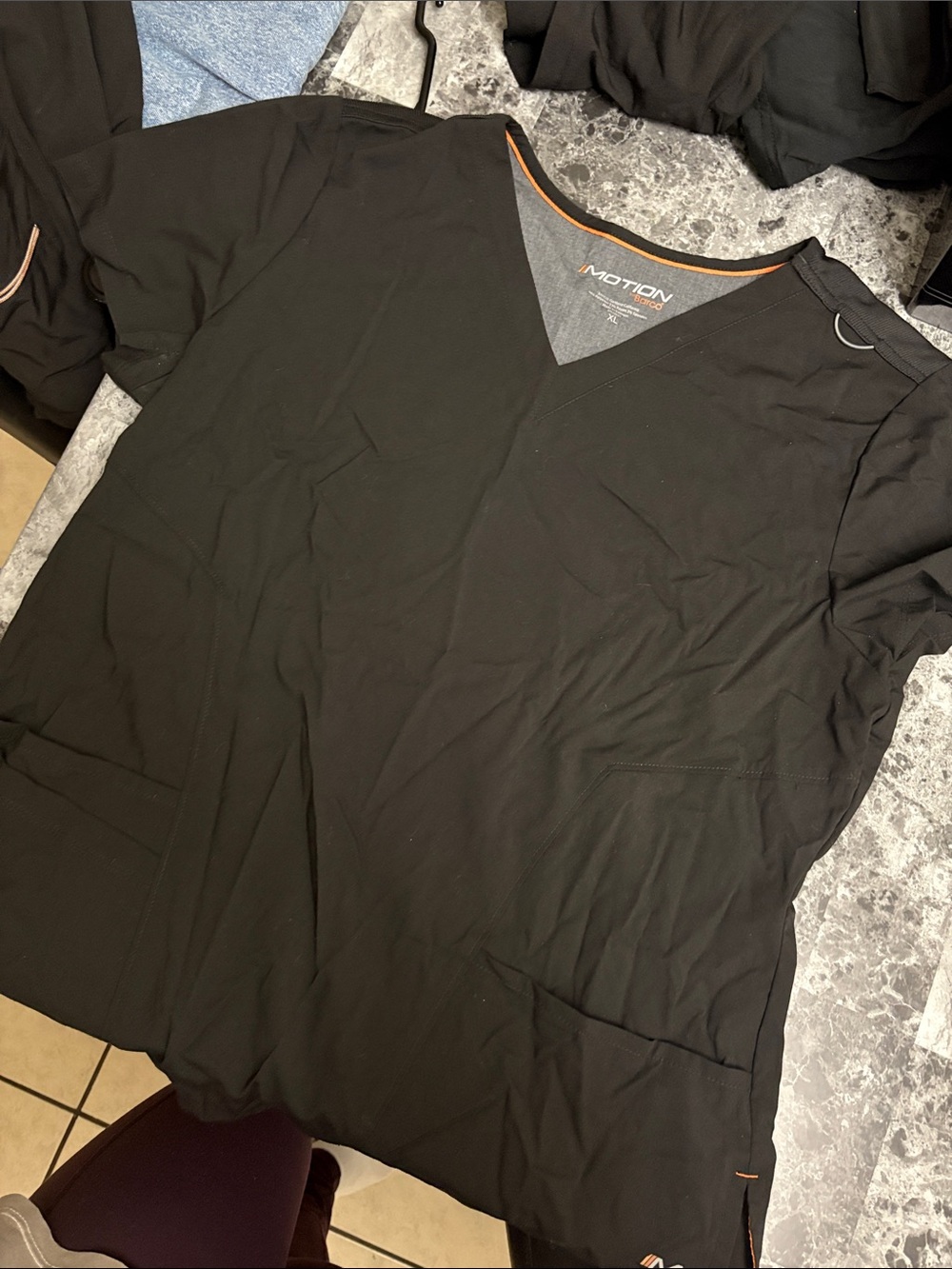 Black vneck scrub top